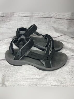 TEVA Terra Fi Lite Women's 8 Black Leather Sandals